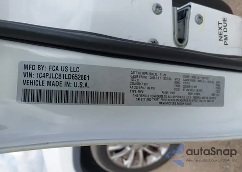 2020 Jeep Cherokee Latitude Fwd из США, поврежденный, VIN 1C4PJLCB1LD652861